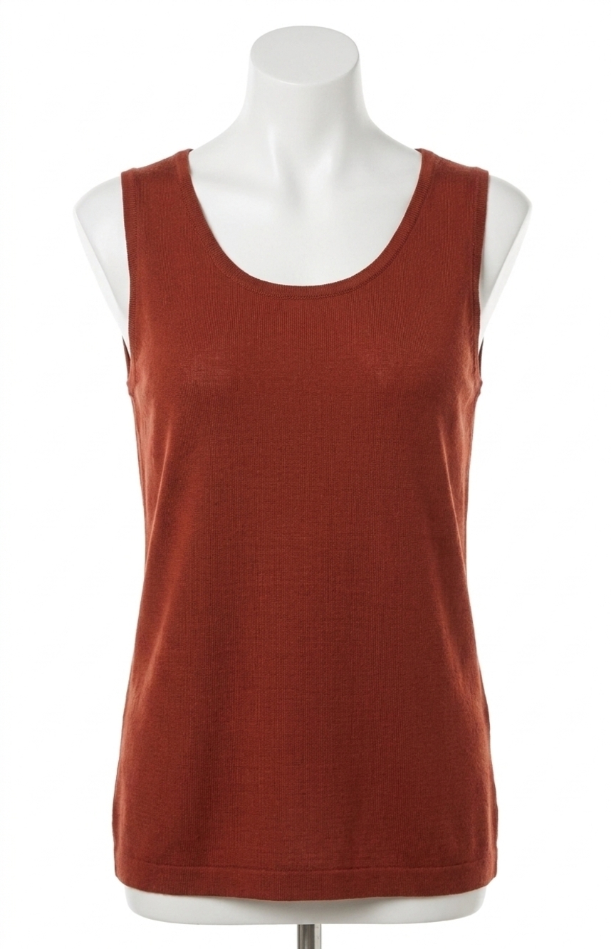 NEW ANGEL bra-friendly knit tank top in rust